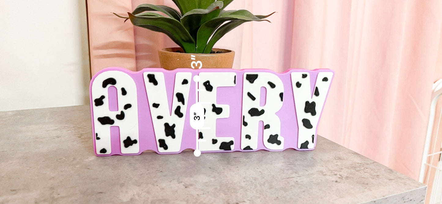 Custom Cow Print Name Plate