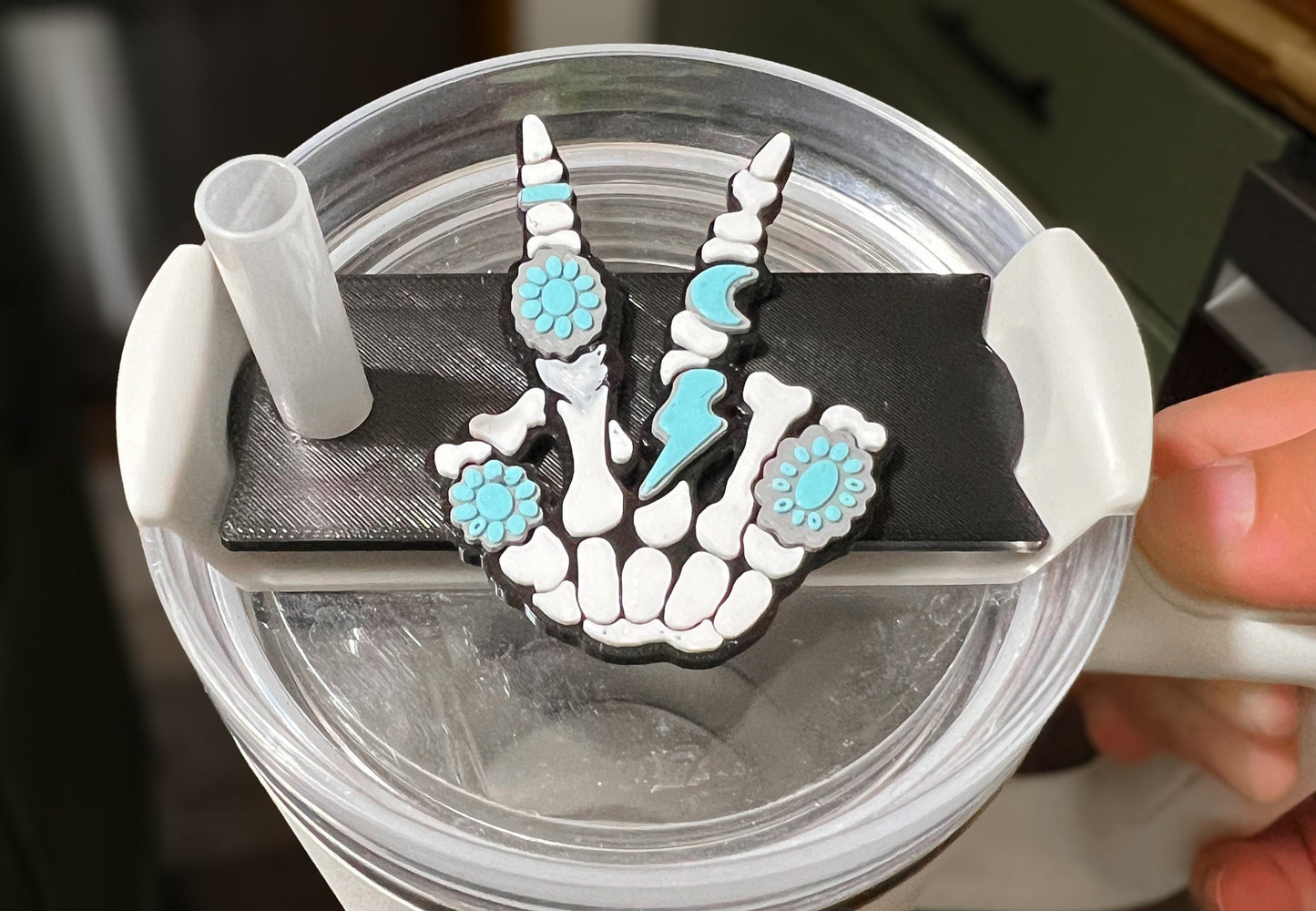 Skeleton Turquoise Tumbler Topper