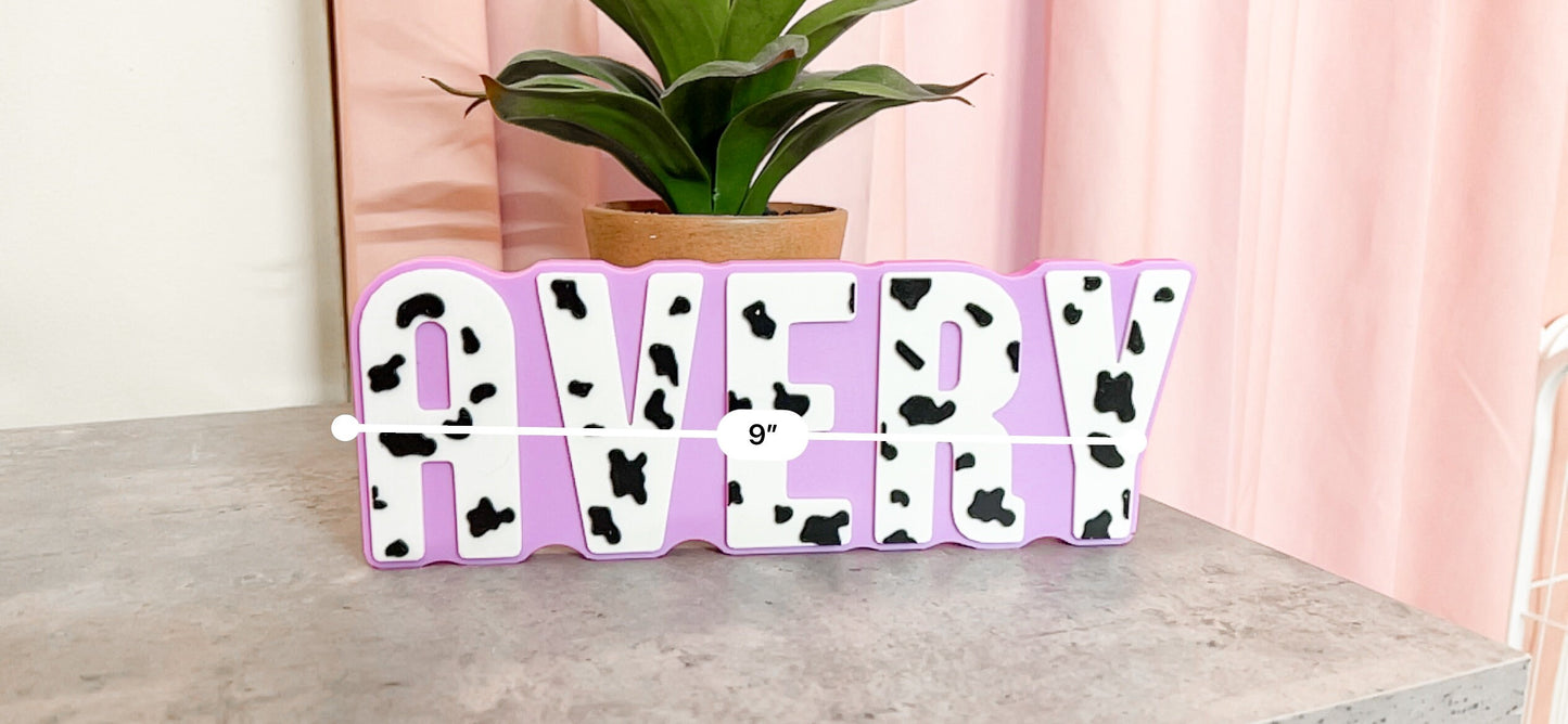 Custom Cow Print Name Plate