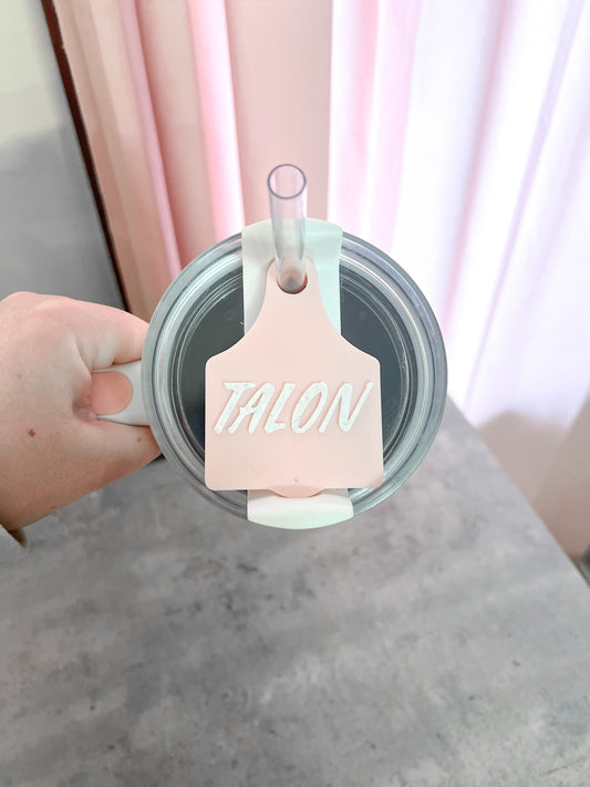 Custom Cattle Ear Tag Tumbler Topper