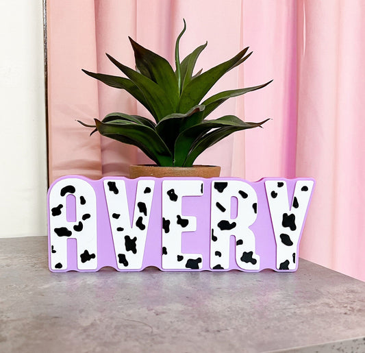 Custom Cow Print Name Plate