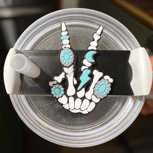 Skeleton Turquoise Tumbler Topper