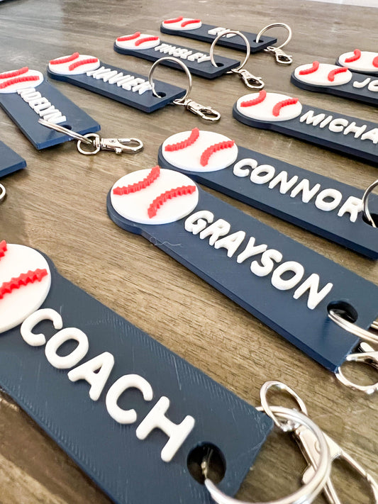 Baseball Keychain with Name